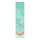 Bilderwelten Schiebegardinen Set Elisabeth Fredriksson Türkis Weiß goldene Geometrie Flächenvorhang 250 x 60cm Wandhalterung
