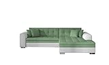 mb-moebel Ecksofa mit Schlaffunktion und Bettkasten | Couch für Wohnzimmer, Schlafsofa Sofagarnitur Sofa Eckcouch L-Form Wohnlandschaft mit Bettfunktion Moreno (RECHTS, Mintgrün+Weiß)