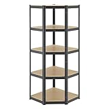 Juskys Eckregal Lagerregal Corner Basic 180 x 70 x 40-70 cm (HxBxT) | 875 kg | 5 Böden | Metall verzinkt | Schwerlastregal Steckregal Kellerregal (Grau)