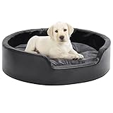 ZEYUAN Hundebett, Hundesofa, Hunde Bett, Hundekissen, Dog Bed, Kuschelbett Katzen, Hunde Couch, Hunde Sofabett, Schwarz-Dunkelgrau 69x59x19 cm Plüsch und Kunstleder