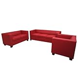 Mendler 3-2-1 Sofagarnitur Couchgarnitur Loungesofa Lille - Leder, rot