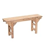 CREEDWOOD SITZBÄNKCHEN Recta 100 | Massivholz, 100 cm | Holzbank mit Verzierungen, Sitzbank, Natur Küchenbank, Bettbank, Flurbank, Beistellbank mit Schnitzereien