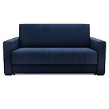 home style - Sofa mit Schlaffunktion DOMO I 4-Sitzer Klappsofa I 192x85x103 cm I Bettzeugbehälter I Bonell Federn I Hilfsautomat I Samtstoff I für Wohnzimmer I Handgefertigt in der EU I Blau