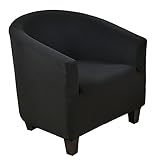 ZRCYXDW 1 Stück Club Chair Schonbezug, Elastisch Tub Chair Cover Polyester Rutschfester Abnehmbarer Sesselhusse Waschbarer Für Wohnzimmer-Schwarz-1 Stück