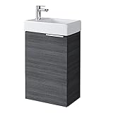 Planetmöbel Waschtisch mit Unterschrank 40 cm Waschbecken Bad Gäste WC, Anthrazit