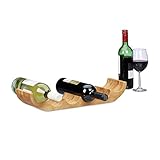 Relaxdays Weinregal aus Bambus, für 6 handelsübliche Flaschen, originelles Design, liegend, HBT: ca. 8 x 47,5 x 11,5 cm, natur