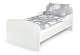 Leomark Funktionsbett aus Holz - White - Kinderbett mit Matratze, Holzbett mit Seitenschutz Lattenrost, Komplett Set für Kinderzimmer, Praktisches und Bequemes für Kinder, Liegefläche 70/140 cm