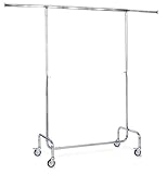 Profi-Rollständer, Kleiderständer breiten- u. höhenverstellbar H120-190 x B100-180 x T54cm | Garderobenständer verchromt | Stabiler Textilständer für schwere Kleidung Traglast bis 100kg