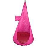 EEYZD Kinder-Hängesitz-Hängematte Schaukelstuhl Nook-Zelt sensorische Autismus-Therapie drinnen und draußen langlebig bequem zum Aufhängen Nest aufblasbares Kissen Zuhause,Rose red