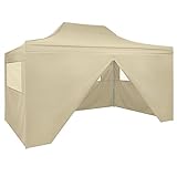 Faltbares Zelt Pop-Up mit 4 Seitenwänden 3x4,5 m cremeweiß Dachartikelfarbe cremeweiß