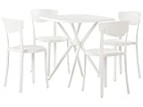 Beliani Gartenmöbel Set aus Kunststoff weiß Tisch quadratisch 4 Stühle Sersale/Vieste