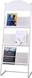 Zeitschriftenständer mit Rädern Aufbewahrungsständer for Dokumente aus Stahl mit 3 Taschen, Ständer for Broschüren, Lobby/Ausstellung/Verkaufsbereich, Kataloge, Organizer-Ständer ( Color : White )