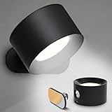 Wandleuchte Innen, Wandlampe mit USB-Ladeanschluss - Kabellose LED Wandleuchte 360° mit Touch Control, 3 Helligkeitsstufen und 3 Farbmodi - Wohnzimmer, Schlafzimmer, Treppenhaus und Flur (Schwarz)