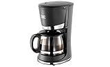 KHG Kaffeemaschine KA-121S in schwarz, Single Mini-Filterkaffeemaschine mit Glaskanne 500 ml, bis zu 4 Tassen, 600 Watt, inkl. Permanentfilter, Tropfstopp, Warmhaltefunktion