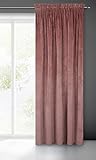 Eurofirany Villa Vorhang Samt Velvet Weich Kräuselband-1 Stk. Edel Gardine Dick 290 g/m2 Elegant Glatt Einfarbig Flauschig Modern Klassisch Wohnzimmer Schlafzimmer Lounge, Dunkelrosa, 140x270cm