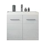 Badezimmer Badmöbel Set Toledo 01 60 x 35 cm Hochglanz Weiß - Unterschrank Schrank Waschbecken Waschtisch