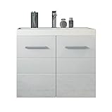 Badezimmer Badmöbel Set Toledo 01 60 x 35 cm Hochglanz Weiß - Unterschrank Schrank Waschbecken Waschtisch