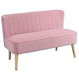 HOMCOM 2-Sitzer Stoffsofa Polstersofa Sitzmöbel Loungesofa Holz Schaumstoff Samtartiges Polyester Rosa 117 x 56,5 x 77 cm