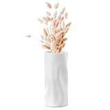 Navaris Deko Vase modern weiß - Wohnzimmer Blumenvase - Blumen Vase - asymmetrische Vase für Fensterbank Sideboard Kommode - Trockenblumen Pampasgras Home Decor