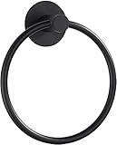 YUET Handtuchhalter Ohne Bohren Schwarz Handtuchring Ohne Bohren, Selbstklebend, Edelstahl, Kein Schaden Wandmontage, Rostfrei, Schwarz