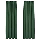 Deconovo Verdunkelungsvorhänge mit Kräuselband Thermovorhänge Gardine, 240x140 cm(HöhexBreite), Waldgrün, 2er Set