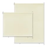 SUBTLETY 140x240cm Senkrechtmarkise Seitenzugrollos ohne Bohren Verdunkelungsrollo Set UV-Schutz Springrollos mit Reflektierende Thermofunktion Außenrollos für Fenster Türen Garten (Beige)