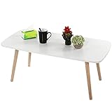 Couchtisch Holz Beistelltisch Moderner Design Wohnzimmertisch Holztisch MDF Tisch Wohnzimmertisch Holzsofa mit abgerundete Ecken,Weiß, 100 x 50 x 42 cm