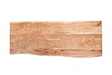 SAM Tischplatte 160x60 cm Emilia, Holzplatte Akazienholz massiv + naturfarben + lackiert, Baumkanten-Platte für Heimwerker, Arbeitsplatten, Tische & Fensterbretter, FSC® 100% Zertifiziert