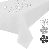 Plumeri Tischdecke Weiß abwashbare Lotuseffekt bü̱gelfrei Tischtuch Tischdekoration Tafeltuch (Weiß 140x300)