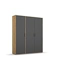 Rauch Möbel Schrank, Holzwerkstoff, Graumetallic/Eiche Artisan, 140x194x53