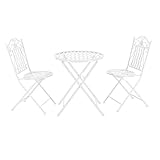 [en.casa] Bistro Set Biella Balkonset 3-TLG. Tisch 2 Stühle Essgruppe Sitzgruppe Gartenmöbel Stahl Weiß