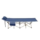 SogesHome Campingbett Feldbett Klappbett Camping Reisen Garten,Bett  Seitentasche und Kissen für Camping， Gartenbett 150 kg Belastbar, 190 x 67 x 36 cm