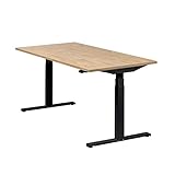 boho office® Easydesk - 160 x 80 cm - gratis Appsteuerung - elektrisch stufenlos höhenverstellbarer Schreibtisch in Schwarz mit Memoryfunktion, inkl. Tischplatte in Wildeiche