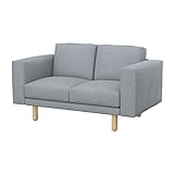 Soferia Kompatible Ersatzbezug fur NORSBORG 2er-Sofa, Stoff Softi Light Grey, Grau