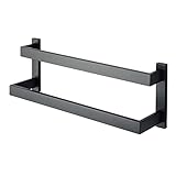 dcIustfHE Handtuchschiene -Rack Doppelte Handtuchschiene Mit 50 cm Handtuchregal, Badezimmer 304 Edelstahl Schwarze Handtuchstange, Handtuchkleiderbügel Schwarzer Handtuchhalter Für Badezimmer Küche/5