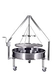 METRO Professional Grill Holzkohle Schwenkgrill, holzkohlegrill edelstahl, Durchmesser 109 cm, Outdoor kohle grill, mit Rollen und Bremsen, silber