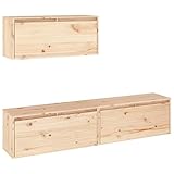 vidaXL TV Schrank 3-TLG. Wandschrank Hängeschrank Wohnwand Lowboard Fernsehschrank Fernsehtisch TV Möbel HiFi-Schrank Massivholz Kiefer