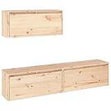 vidaXL TV Schrank 3-TLG. Wandschrank Hängeschrank Wohnwand Lowboard Fernsehschrank Fernsehtisch TV Möbel HiFi-Schrank Massivholz Kiefer