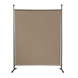 QUICK STAR Paravent 150 x 190 cm Stoff Raumteiler Groß Garten Stellwand Trennwand Balkon Sichtschutz Beige