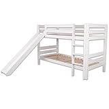 fornera f25 Massivholz Etagenbett aus Kernbuche, Bettgestell, Doppelstockbett (Etagenbett mit Rutsche, Weiß lackiert)