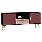 Tidyard TV-Schrank mit Türen TV-Ständer Medienschrank Lowboard TV Möbel Fernsehschrank Fernsehtisch TV Board Fernsehmöbel HiFi Schrank 105 x 30 x 45 cm (B x T x H) Holzwerkstoff Schwarz, Rot, Orange