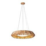 WLBHWL 1-flammiger Bauernhaus-Holz-Kronleuchter, Dreifarbiger Dimmer, Geometrische Laternen-Pendelleuchte Für Esszimmer Und Wohnzimmer, Foyer, Schlafzimmer, Kücheninsel Und Eingangsbereich