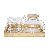 Wasserkrug Kühlschrank Haushaltsglaskrug mit Tasse Set Transparent Wasserkocher Wasserflasche Getränk Saft mit Tablett Büro Geschenk Drinkware Wasserkaraffe (Color : B)