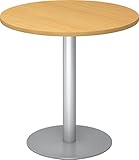 bümö® Besprechungstisch STF, Tischplatte rund 80 x 80 cm in Buche, Gestell in Silber