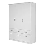 Rauch Möbel Bremen Schrank Drehtürenschrank Kleiderschrank in Weiß mit Spiegel und 6 Schubladen 3-türig, inklusive Zubehörpaket Basic 2 Kleiderstangen, 2 Einlegeböden BxHxT 136 x 199 x 58 cm