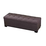 KAyziu Klappbare, getuftete Aufbewahrungshocker-Sitzbank aus Leinenstoff, Schlafzimmer-Sofa-Hocker, Fußhocker, haltbarer Holzrahmen (Farbe: 01, Größe: 60 cm)