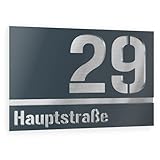 Graviers Design Hausnummer aus V2A Edelstahl 160x110mm - Anthrazit RAL 7016 - Wetterfest Rostfrei Individuell anpassbar nach eigener Nummer Straße - Made in Germany