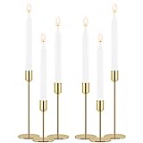 Rozrety Kerzenständer Gold 6er Set Kerzenhalter Goldene für Wohnzimmer Schlafzimmer Hochzeit Vintage Tisch Deko (Stabkerzen Nicht Enthalten)