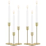 Rozrety Kerzenständer Gold 6er Set Kerzenhalter Goldene für Wohnzimmer Schlafzimmer Hochzeit Vintage Tisch Deko (Stabkerzen Nicht Enthalten)