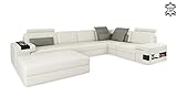 Bullhoff by Giovanni Capellini Ledersofa weiß/grau Wohnlandschaft Leder Sofa L-Form Eck Couch Ledercouch Ecksofa Designersofa mit Beleuchtung Hamburg II